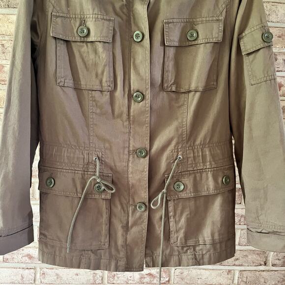 Eddie Bauer Utility Jacket Women's M  Olive Green‎ 100% Cotton Pockets (e- 91) - Picture 5 of 8